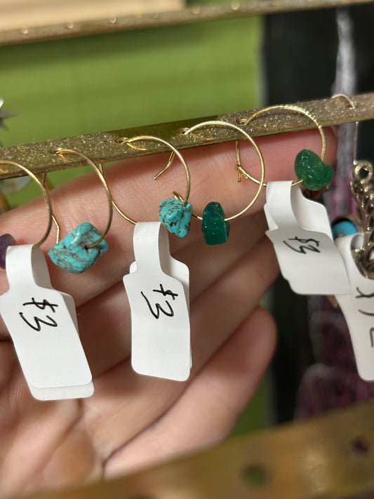 Assorted Colored Stone Hoops