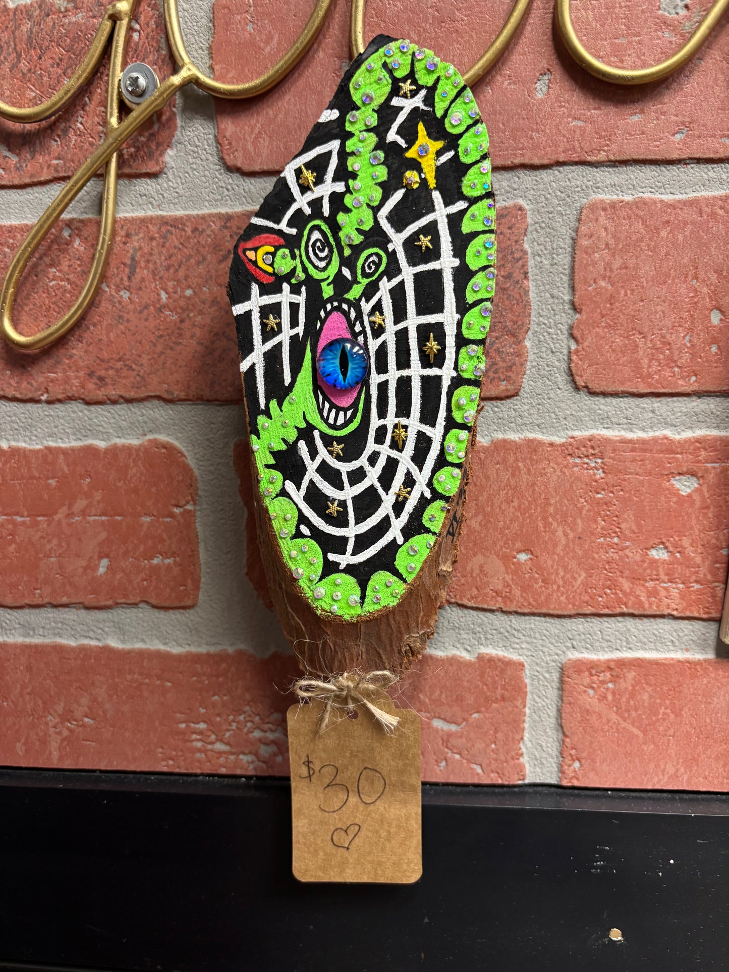 Hand Painted Wormhole Wood Art