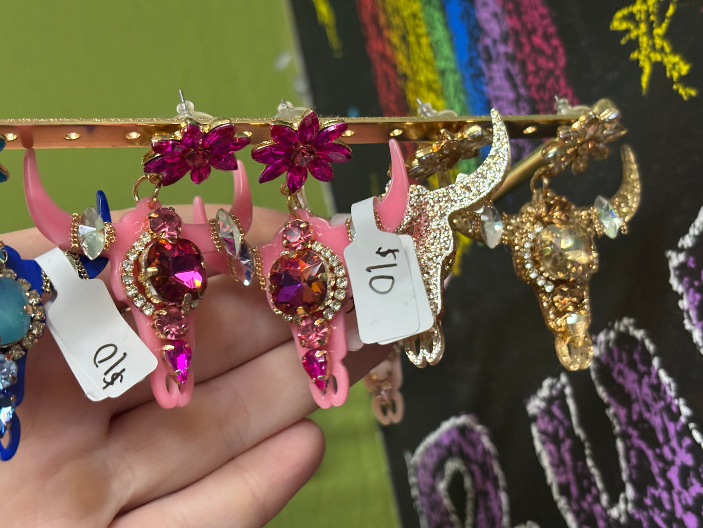 Cowgirl Bedazzled Longhorn Earrings